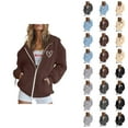 thumbnail image 1 of Zipper Hoodies for Women 2025 Fall Winter Long Sleeve Zip Up Hoodie with Pockets Hooded Sweatshirt Pullover Tops, 1 of 4