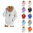 thumbnail image 1 of Zipper Hoodies for Women 2025 Long Sleeve Cute Plain Basic Jacket Hoodie with Pockets Hooded Sweatshirt Pullover Tops, 1 of 5