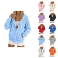 thumbnail image 1 of Zipper Hoodies for Women 2025 Long Sleeve Cute Plain Basic Jacket Hoodie with Pockets Hooded Sweatshirt Pullover Tops, 1 of 5