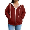 thumbnail image 1 of Zipper Hoodies for Women, Drawstring Loose Hooded Sweater Jackets, Fall Casual Tops, 1 of 5