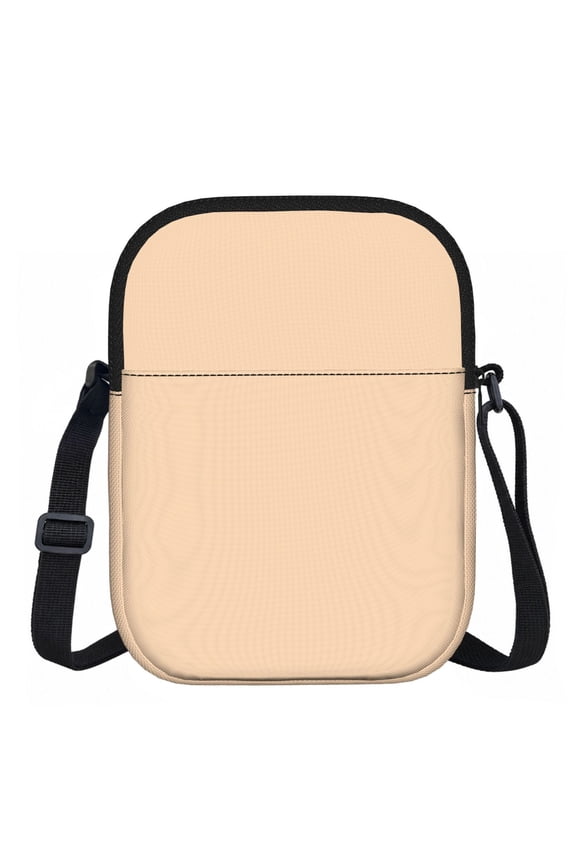 Zipper Inclined Shoulder Bag 5.9 X 11.8 In Portable Water Resistant To Delimit No Smell Inside Soft Zipper Opening And Closing Peach