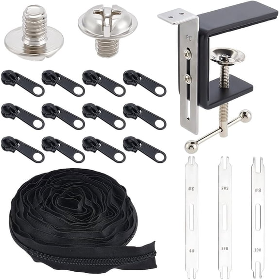 Zipper Jig Sliders #3 to #10 Sewing Zipper Installation Tool Zipper Jig Tool with 24Pcs Plastic Zippers