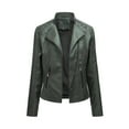 thumbnail image 1 of Zipper Leather Jacket Women Leather Bomber Jacket Lapel Long Sleeve Leather Jacket Pocket Leather Jacket Fashion, 1 of 5