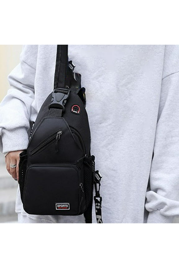 Zipper Lock Changeable Shoulder/Double Shoulder Strap Bag Messenger Backpack With Headphone Hole With 2 Side Mesh Pockets Strap Backpack Hiking Backp