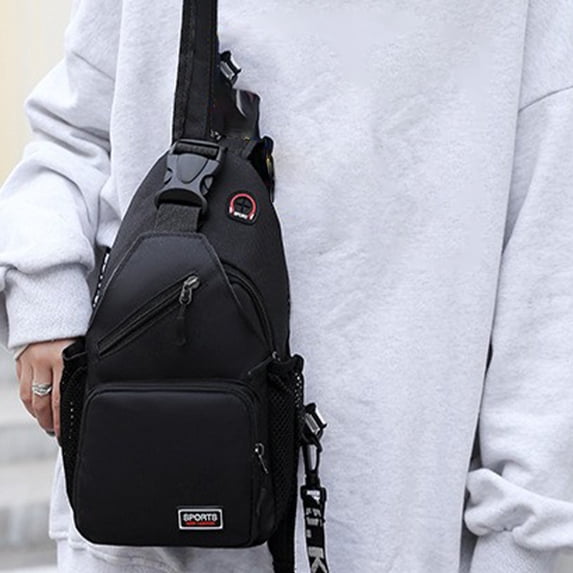 Zipper Lock Changeable Shoulder/Double Shoulder Strap Bag Messenger Backpack With Headphone Hole With 2 Side Mesh Pockets Strap Backpack Hiking Backp