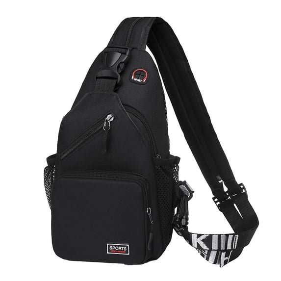 Zipper Lock Sling Backpack, Convertible Shoulder Crossbody Bag, Headphone Jack Design, Dual Side Mesh Water Bottle Pockets, Waterproof Outdoor Hiking Chest Organizer