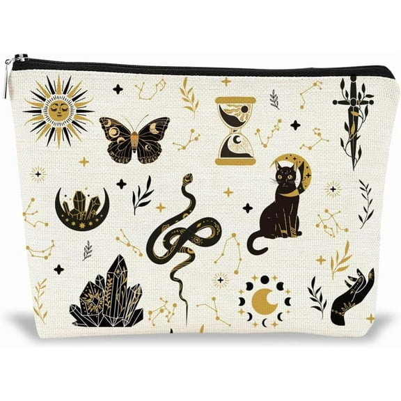 Zipper Makeup Bags Divination Theme Portable Travel Cosmetic Bag Personalized Travel Toiletry Pouch Clutch Bags Accessory Organizer for Women Girls Gifts 9.8x7x2 Inch