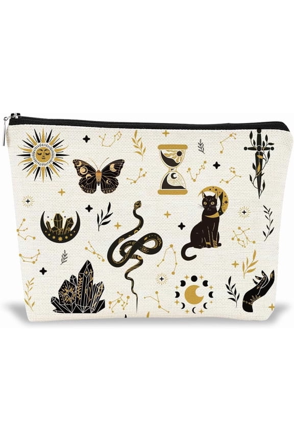 Zipper Makeup Bags Divination Theme Portable Travel Cosmetic Bag Personalized Travel Toiletry Pouch Clutch Bags Accessory Organizer for Women Girls Gifts 9.8x7x2 Inch