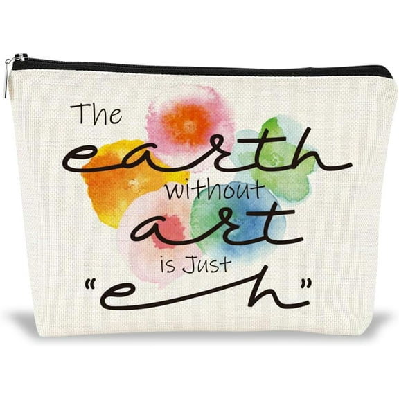 Zipper Makeup Bags The Earth without Art is Just EH Portable Travel Cosmetic Bag Personalized Travel Toiletry Pouch Clutch Bags Accessory Organizer for Women Gifts 9.8x7x2 Inch