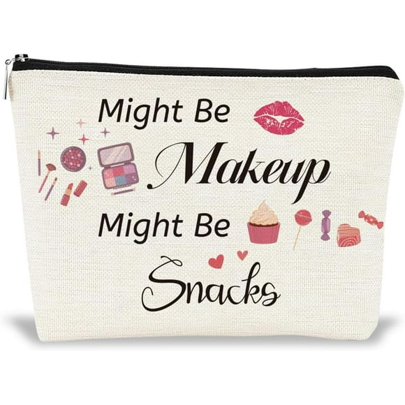 Zipper Makeup Bags Might Be Makeup Might Be Snacks Portable Travel Cosmetic Bag Personalized Travel Toiletry Pouch Clutch Bags Accessory Organizer for Women Girls Gifts 9.8x7x2 Inch