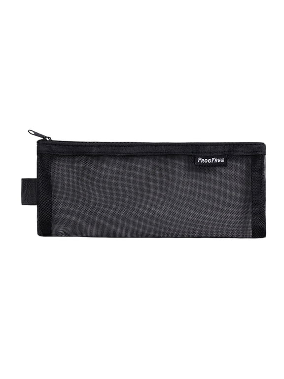 Zipper Mesh Bag, Mesh Pouch with Zipper, Cosmetic Organizer for Daily or Travel, Small Items Storage (Black, 8.1" x 3.5")