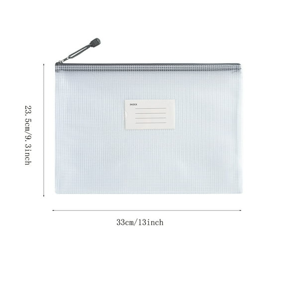 Zipper Mesh Document Pouch, A4, Plastic Water-Resistant File Bags, for School Office Supplies, Cosmetics Travel Storage, Assorted Color