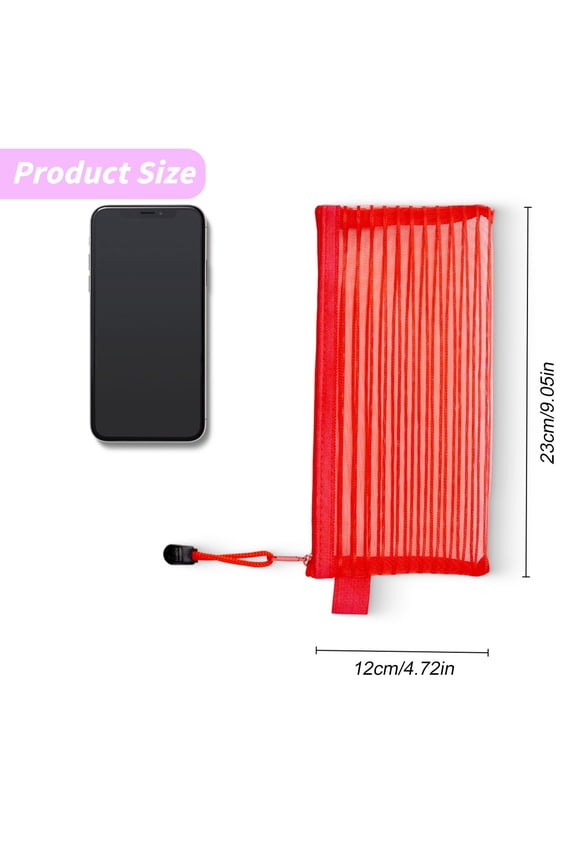 Zipper Mesh Pencil Pouch Multipurpose for Office Travel Stationery