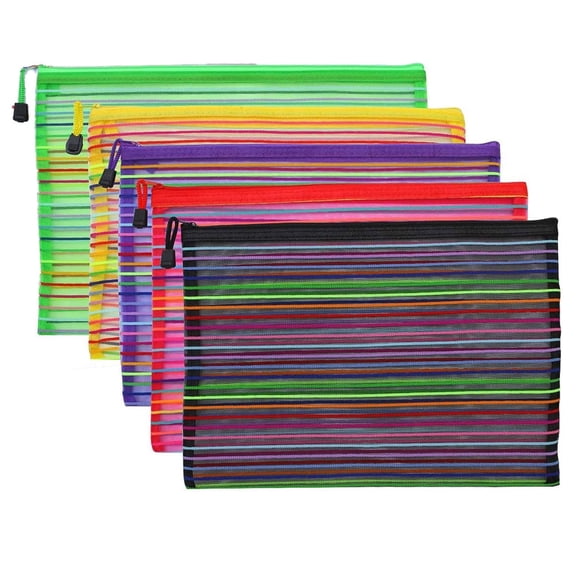 Zipper Mesh Pouch, 15 Pcs 13"x 9" Pencil Pen Document Bag Zipper File bags Storage Pouch for Travel Cosmetics Makeup, Offices Supplies, Travel Accessories