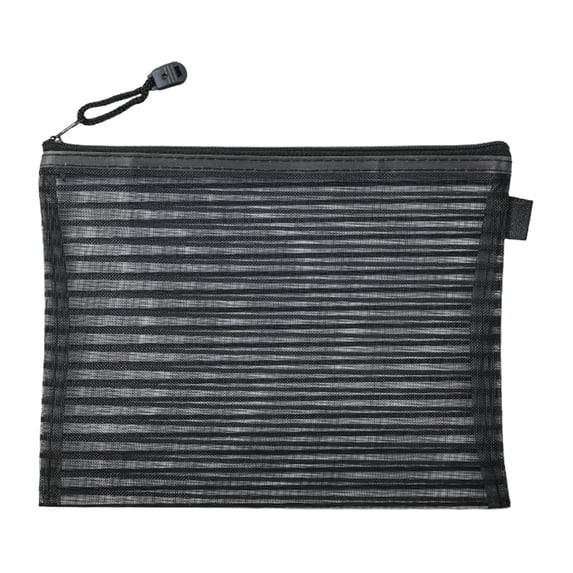 Zipper Mesh Pouch,Pencil Pouch,Mesh Zipper Pouch Bags for Organizing,Multipurpose Storage Mesh Bag for Cosmetics,Purse and Toiletry,Travel Bags,Home Offices Supplies,5 Colors(9.06x7.09")(Black)