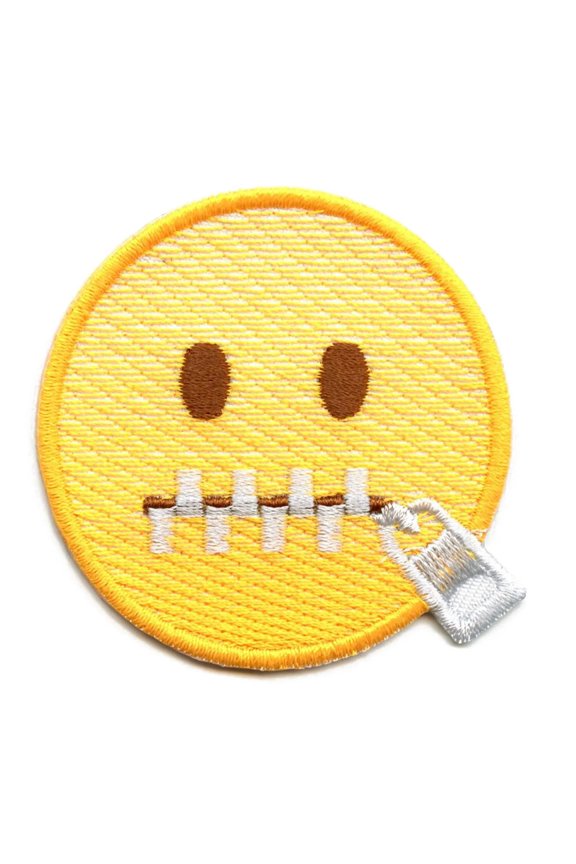 Zipper Mouth Face Patch Keyboard Emoji Embroidered Iron On