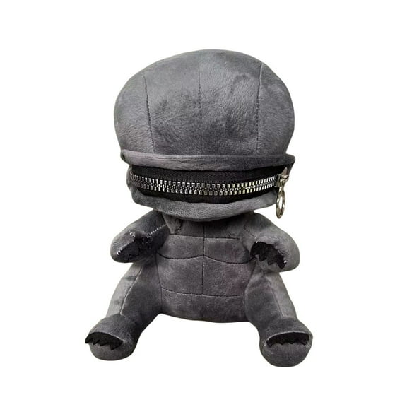 Zipper Mouth Plush Figure, Funny Soft Stuffed Toy for Adults, Creative Monster-Style Plush Ornament, Unique Gray Plush Decor, Quirky Collectible Gift for Home & Office