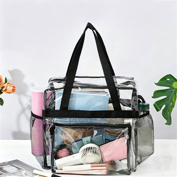 Zipper Organization Bags, Multifunctional Transparent Backpack (Black), Waterproof Pvc Storage Bag, Large Capacity Travel Bag for Work, Sports Games, Gym
