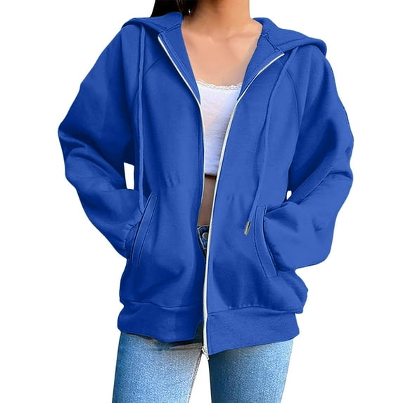 Zipper Oversized Vintage Hoodies for Women, Fall Jacket Coat with Pocket, Soft Outdoor Sweatshirts