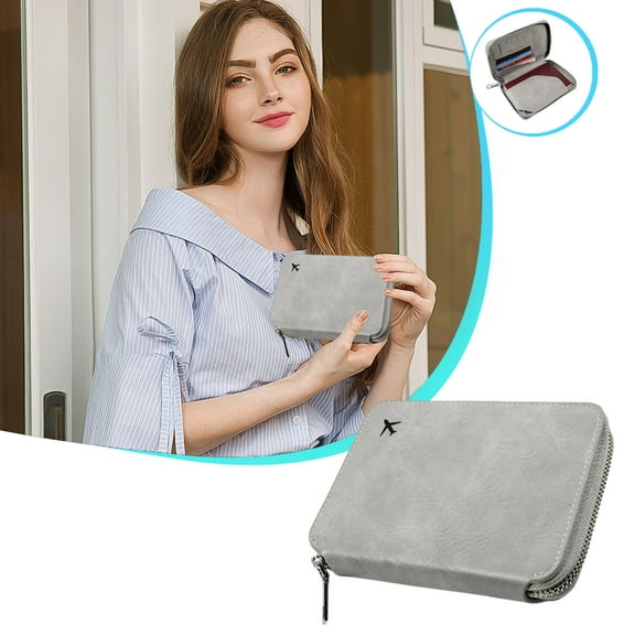Zipper Passport Holder Wallet for Travel | Rfid Blocking Leather Pouch for Men & Women | Organizer for Passport, Cards & Cash | 1 Piece