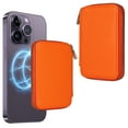 thumbnail image 1 of Zipper Pocket Card Slots RFID Blocking Kickstand Magnetic Back Bag, for Phone Case with Magnetic Suction, Such as for iPhone 12 13 14 15 Series, (Other Phones Come with Magnetic Rings), Orange, 1 of 8
