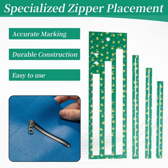 Zipper Pocket Template, Lemon Pattern Acrylic Making Templates for 7/8/9 Inch Zippers Measuring Precise Cutting