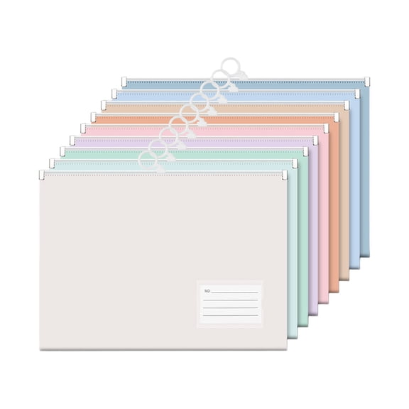 Zipper Pouch Bags, Hanging File Folders, File Puzzle Storage Bags with Label Pocket for Documents Paper and Office Supplies, A4 Size