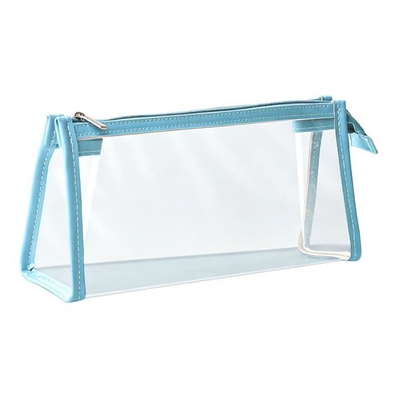 Zipper Pouch, Transparent Storage Bag, Stationery Organizer, Clear Multi-Purpose Pouch with Zipper Closure, Portable Bag for Pens, Pencils and Daily Cosmetic Storage,Sky Blue
