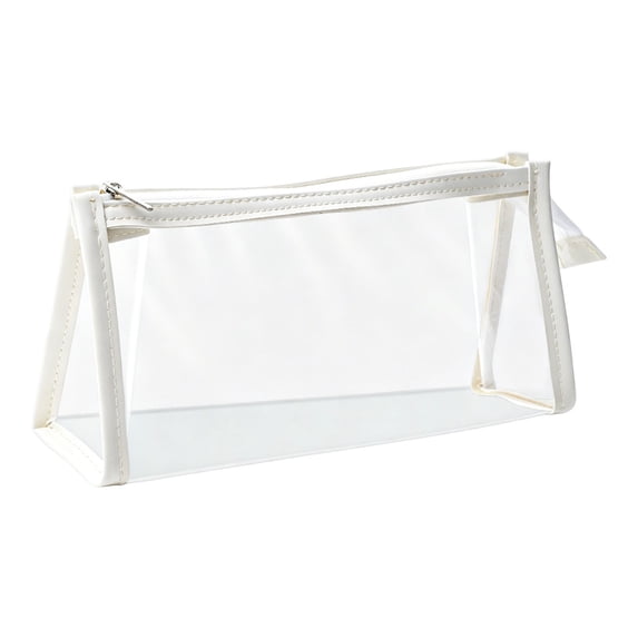 Zipper Pouch, Transparent Storage Bag, Stationery Organizer, Clear Multi-Purpose Pouch with Zipper Closure, Portable Bag for Pens, Pencils and Daily Cosmetic Storage,White