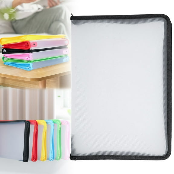 Zipper Pouch, Zipper File Bag, Plastic Document Folder with Zipper, Transparent Lightweight File Folder Organizer, A4 Size Subject Document Organizer Accessories Storage Bag for Teacher Office