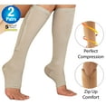 thumbnail image 1 of Zipper Pressure Compression Socks - Open Toe Knee High Graduated Support Hose - Unisex - Gray Large Size (2 Pairs) - 5 Star Super Deals, 1 of 7