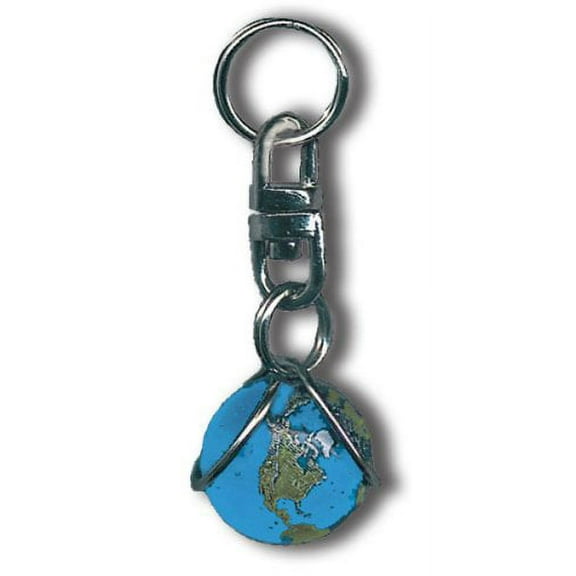 Zipper Pull Blue Earth Marble Natural Earth Continents Silver-Plated Findings Half Inch Diameter