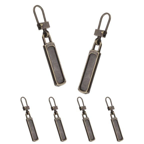 Zipper Pull Charm 6 Pcs 1-2mm Thickness Detachable Zipper Pull Replacement Handle Repair Kits Tabs Lock for Coats Jackets Pants Luggage Suitcase Purse Fasteners, Bronze Tone
