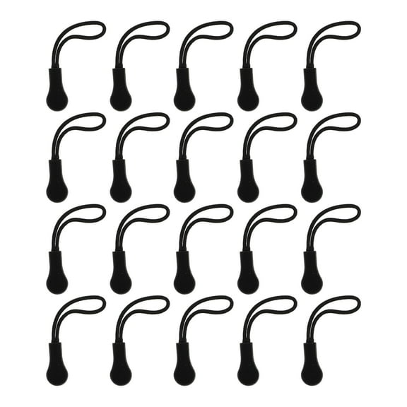 Raindrops 20Pcs Black Sports Backpack Zipper Pull Heads Rope Handbag Accessories