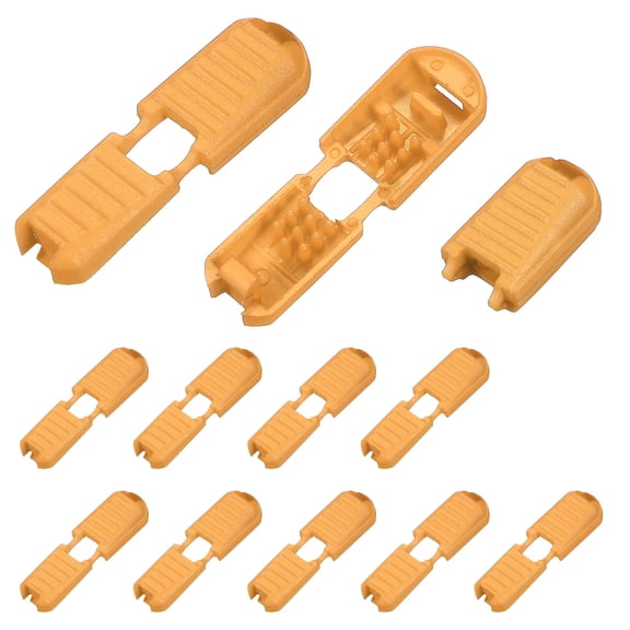 Uxcell Zipper Pull Cord Lock, Plastic Shoe Lace End Clips for Various Uses Dark Yellow