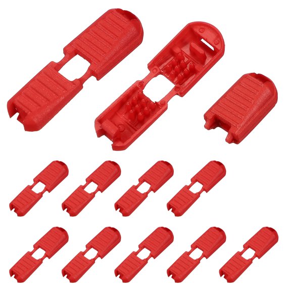 Uxcell Zipper Pull Cord Lock, Plastic Shoe Lace End Clips for Various Uses Red