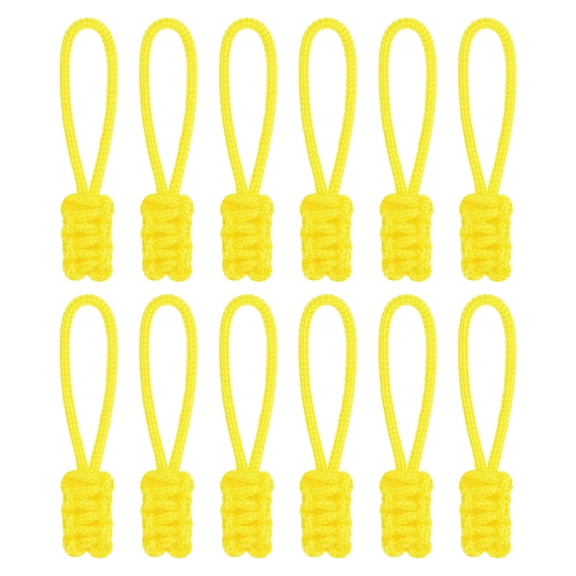 Zipper Pull Replacement [12PCS] - Extender Woven Rope Zipper Heads Use for Backpack & Jacket - [Yellow]