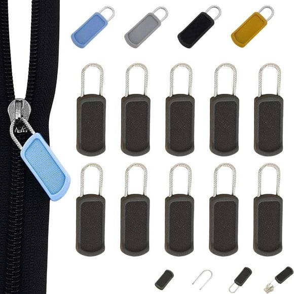 Zipper Pull Replacement, 2025 New Universal Zipper Pull Replacement Kit, Removable Anti-Slip Zipper Pulls Tab, Zipper Repair Kit for Jackets, Luggage, Backpacks, Purses, Boots, Pants (Black, 10PCS)