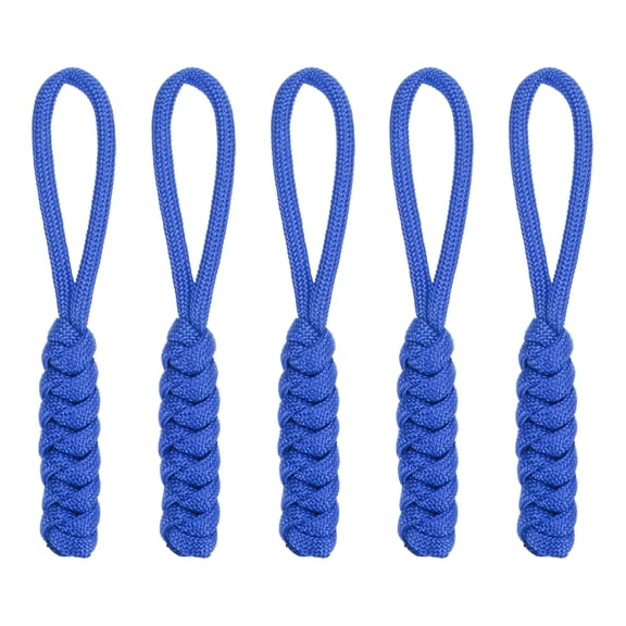 Zipper Pull Replacement [5PCS] - Woven Paracord Pull Tab Extender Use for Backpack & Jacket - [Dark Blue]