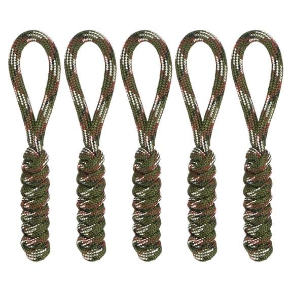 Zipper Pull Replacement [5PCS] - Woven Paracord Pull Tab Extender Use for Backpack & Jacket - [Dark Green]