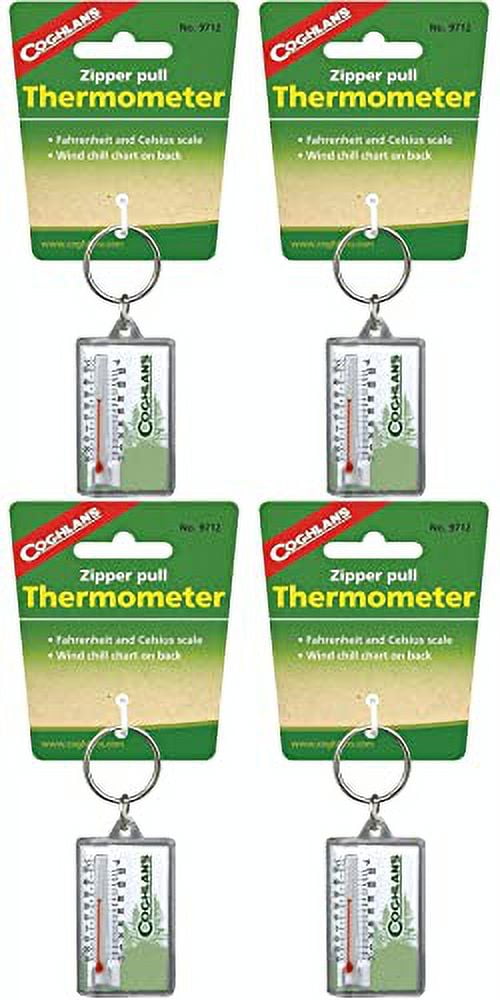 Zipper Pull Thermometer, ℃ And ℉ (4Pack)