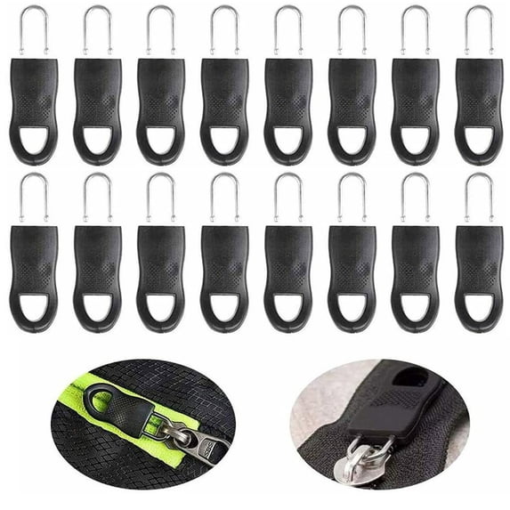 Zipper Pull, Universal Zipper Pull Replacement, Broken Replacement Zippers Pull, Black Zippers Pull Handle for Jackets, Luggage, Backpacks, Purses, Boots, Pants, Tents, 16 Pcs, 1.73x0.63"