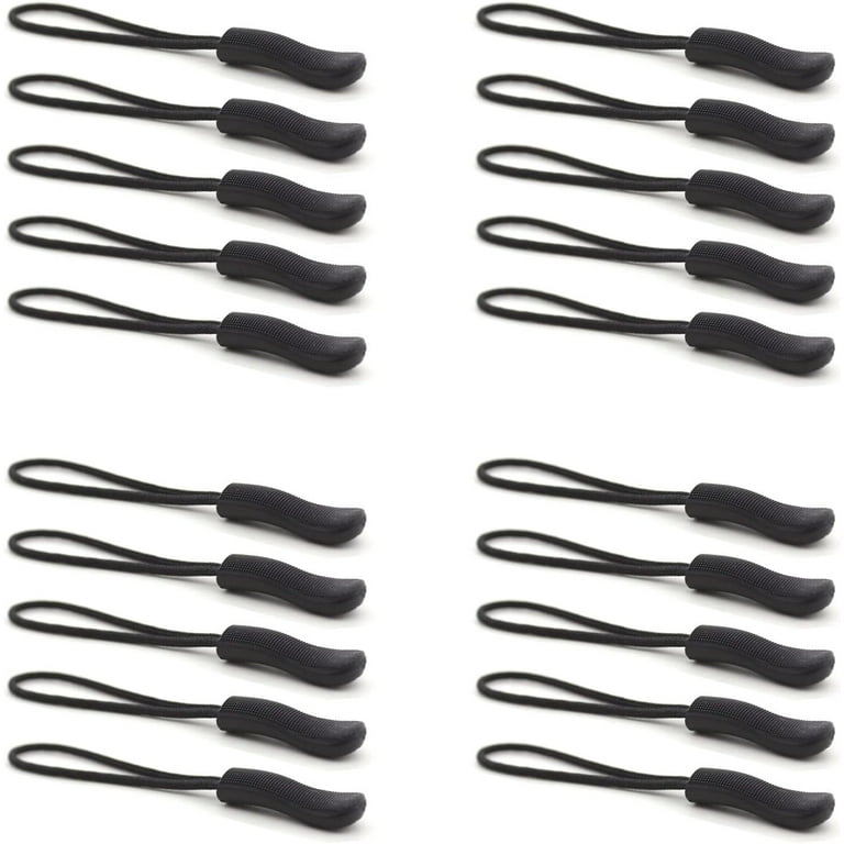 YZSFIRM 10Pcs Replacement Zipper Pulls Black Zipper Pull Cord