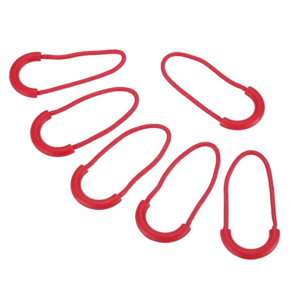 Zipper Pulls Replacement, 15 Pack Extension Cord Handle Plastic U-Shape Tab Tag Extender for Luggage Backpacks Jackets, Red