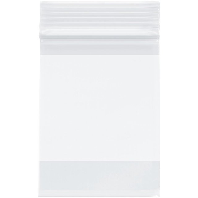 Zipper Reclosable Plastic Bags With White Block, 2 Mil, 3 x 4 (Case of