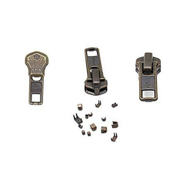 Zipper Repair Kit Ykk 8 Sets Auto Lock Sliders Assorted 25, 27, 28 and 210  Top & Bottom Stops Included ykk Brass Auto Lock Sliders 