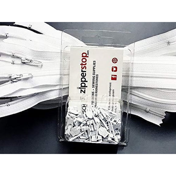 Zipper Repair Kit Solution #3 Coil YKK Brand Slider use in Sewing or Jewelry - Choice of Brights, Neutrals, or Mix (25 Colors 8" 100 Zippers)