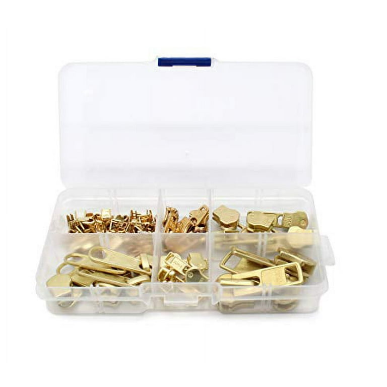 Zipper Repair Kit Solution Metal YKK Assorted Brass Sliders ~Easy Container  Storage Sets of #4.5, 5, and #10 Include #4.5, 5 and #10 Top & Bottom
