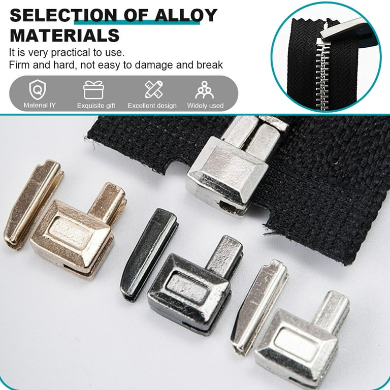 Zipper Retainer Stop Replacement Insertion Pin Sliders Head Kit Zippers Repair Clothes Metal Fix Bottom Stops Sewing, Size: 4X2X1CM