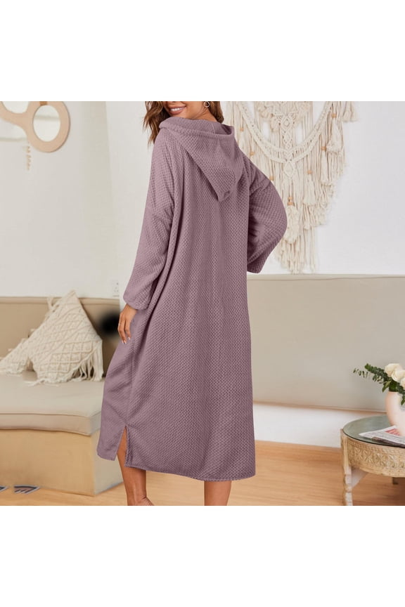 Zipper Robes For Women Ribbed Knit Bathrobe Lightweight Full Length Loungewear With Pockets S 3XL Shower Robe for Women with Hood Women Bath Robe Fuzzy Vest 3x Soft Towel Robes for Women Robes for